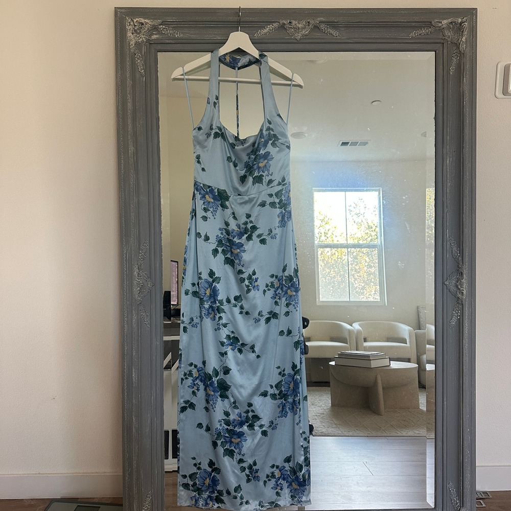 Reformation Light Blue Floral Halter Maxi Dress - Picture 7 of 14